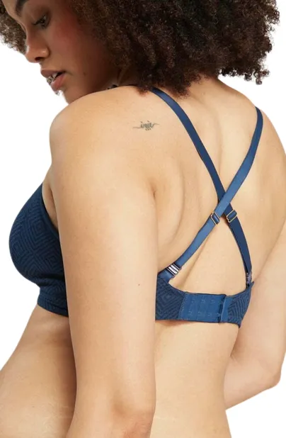 The Sheer Deco Easy Does It Bralette Navy Up to G Cup