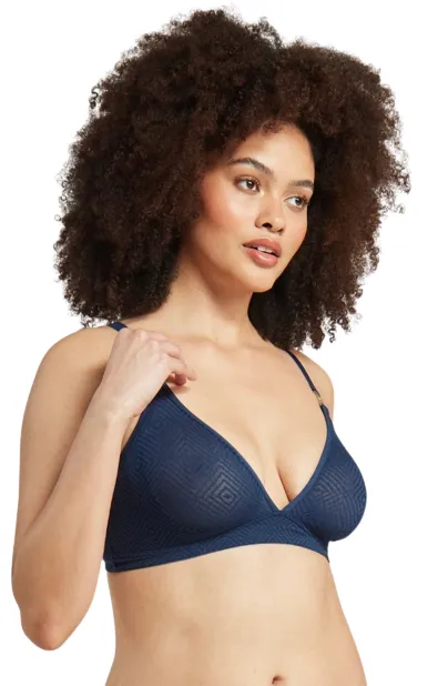 The Sheer Deco Easy Does It Bralette Navy Up to G Cup