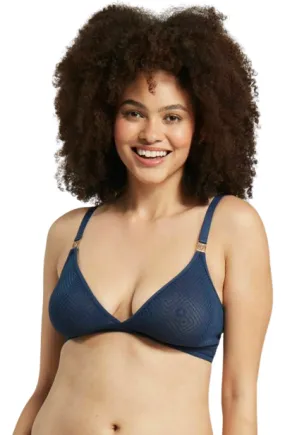 The Sheer Deco Easy Does It Bralette Navy Up to G Cup