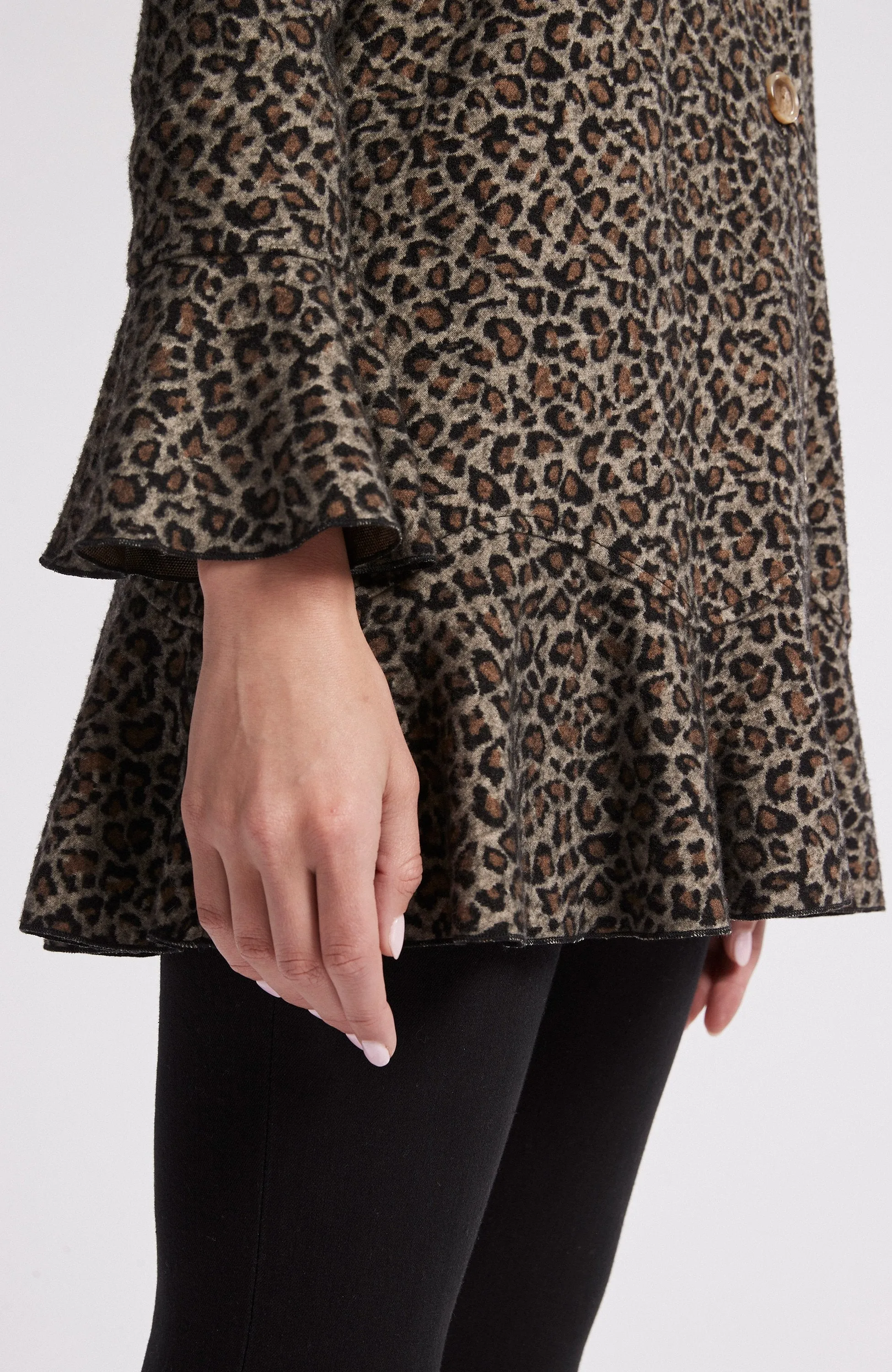 Tyler Boe Connie Jacquard Ruffle Cardigan Modern Cheetah