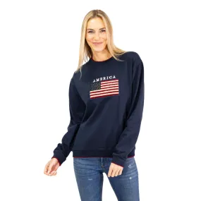 Unisex American Flag Embroidered Crewneck Sweatshirt