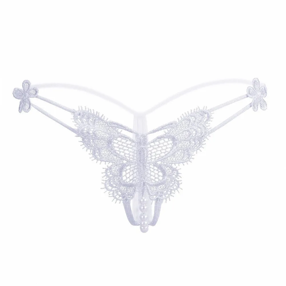 VenusFox Alluring Sexy Lingerie Crotchless G-string Thong With Pearl Tanga