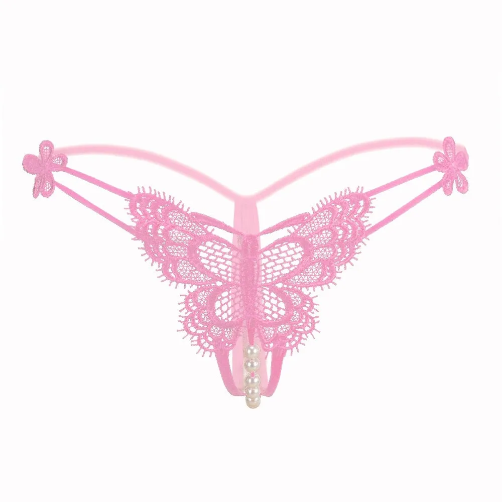 VenusFox Alluring Sexy Lingerie Crotchless G-string Thong With Pearl Tanga