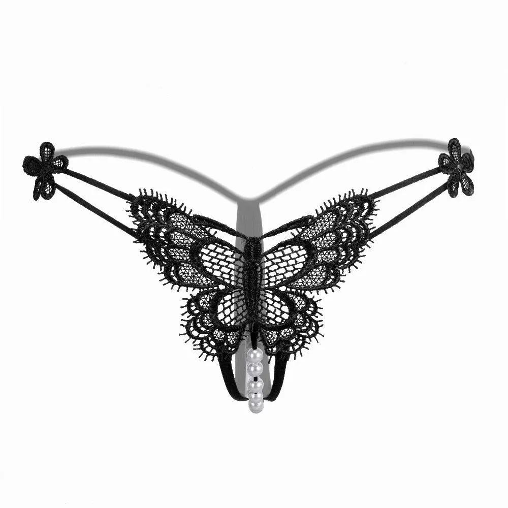 VenusFox Alluring Sexy Lingerie Crotchless G-string Thong With Pearl Tanga