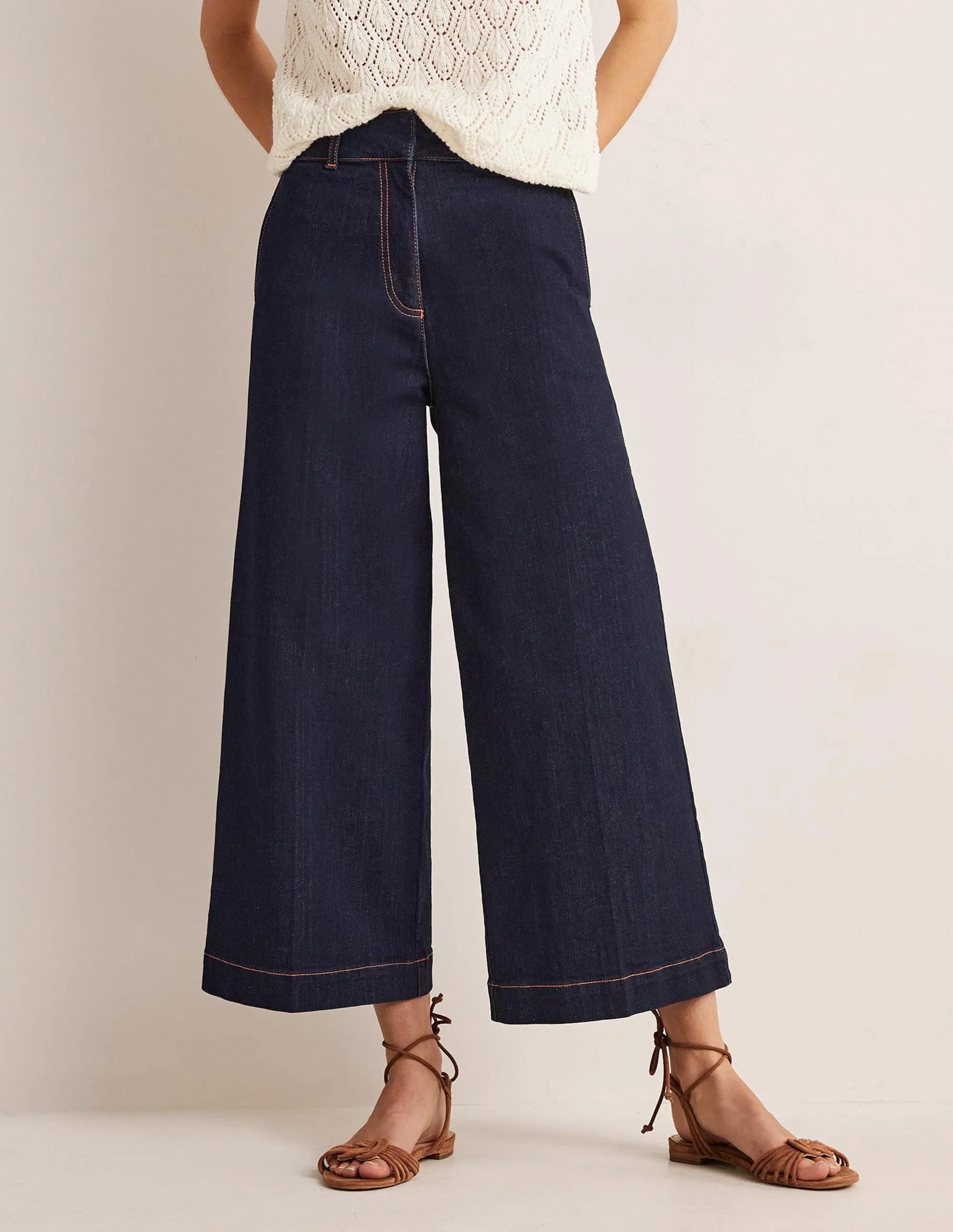 Wide Leg Culottes-Indigo