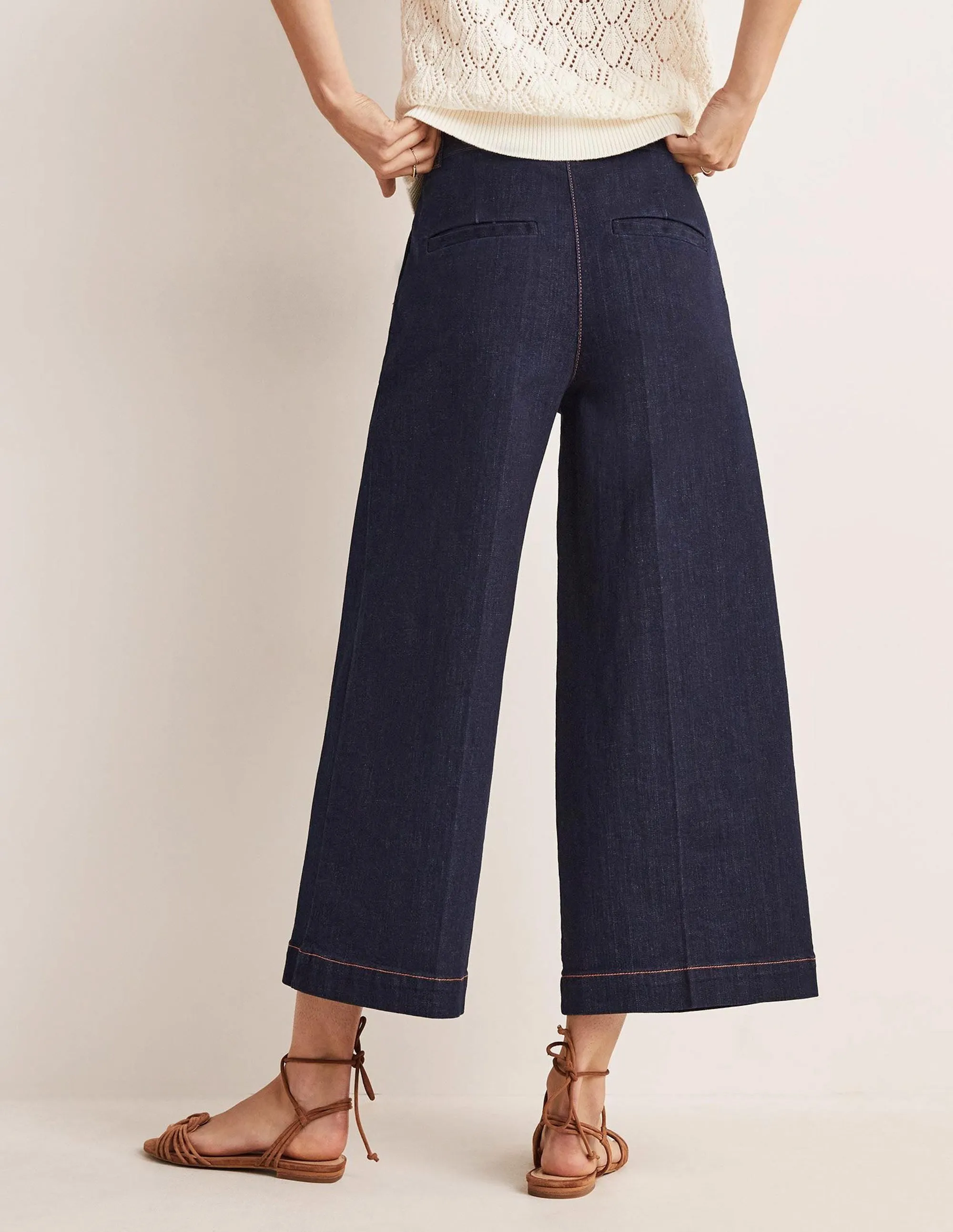 Wide Leg Culottes-Indigo