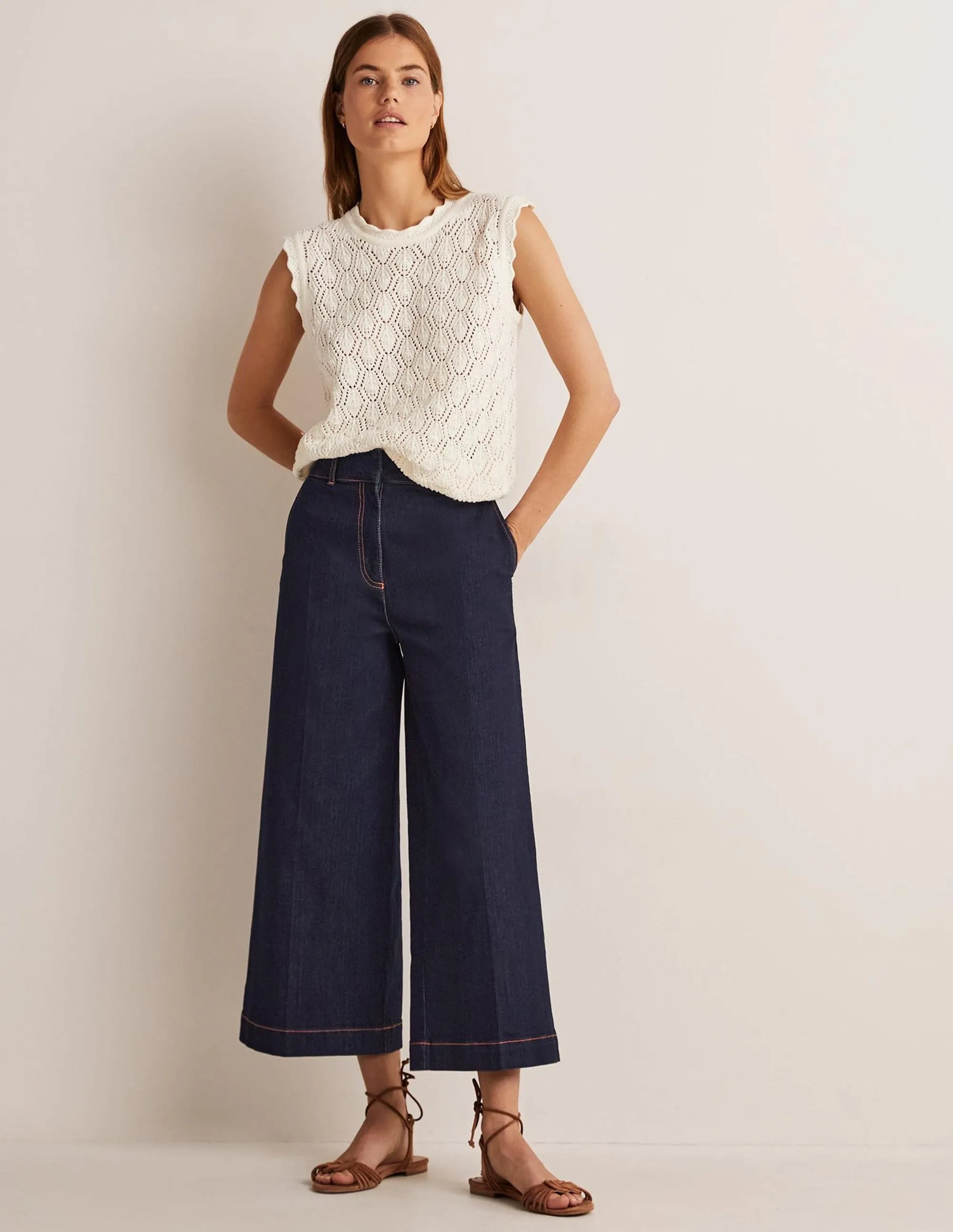 Wide Leg Culottes-Indigo