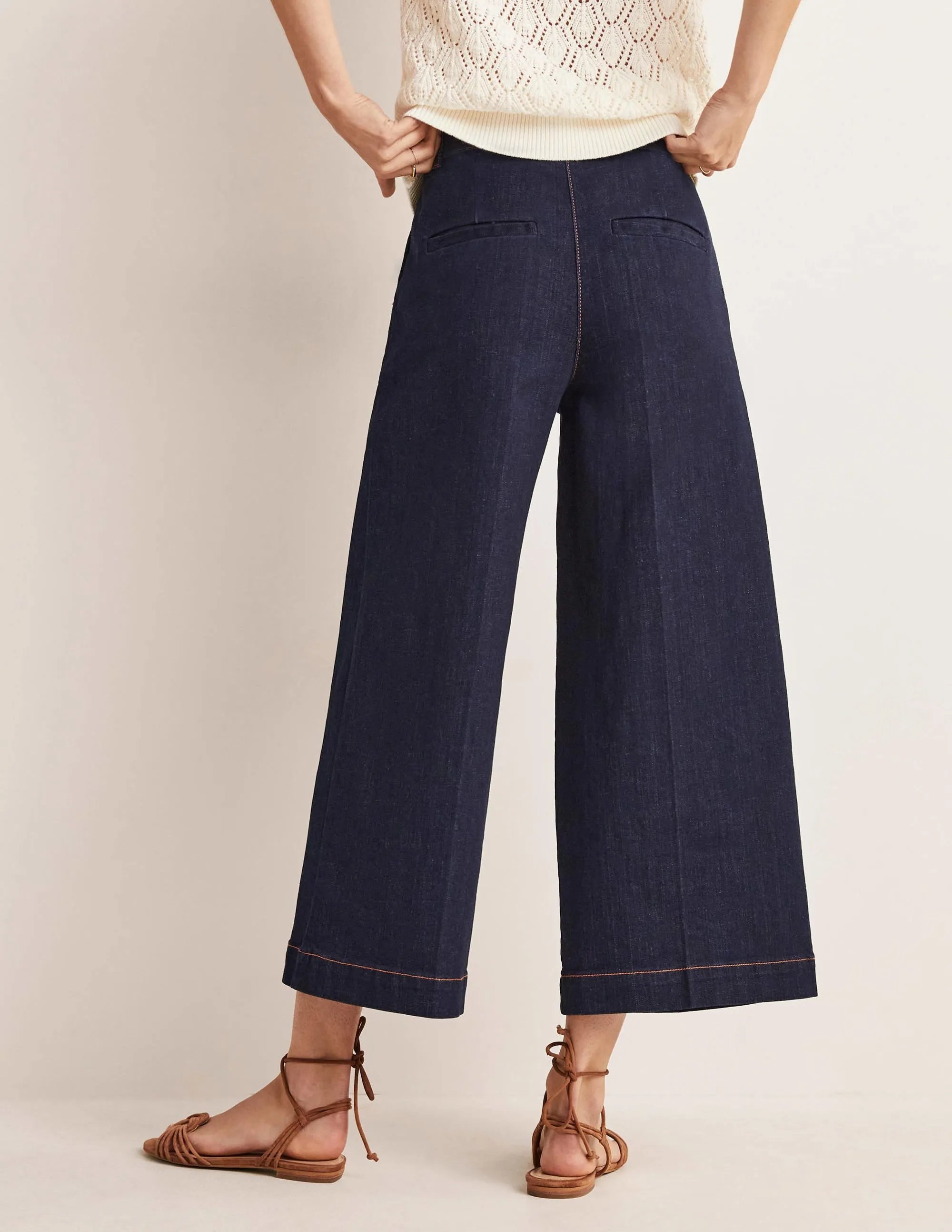 Wide Leg Culottes-Indigo