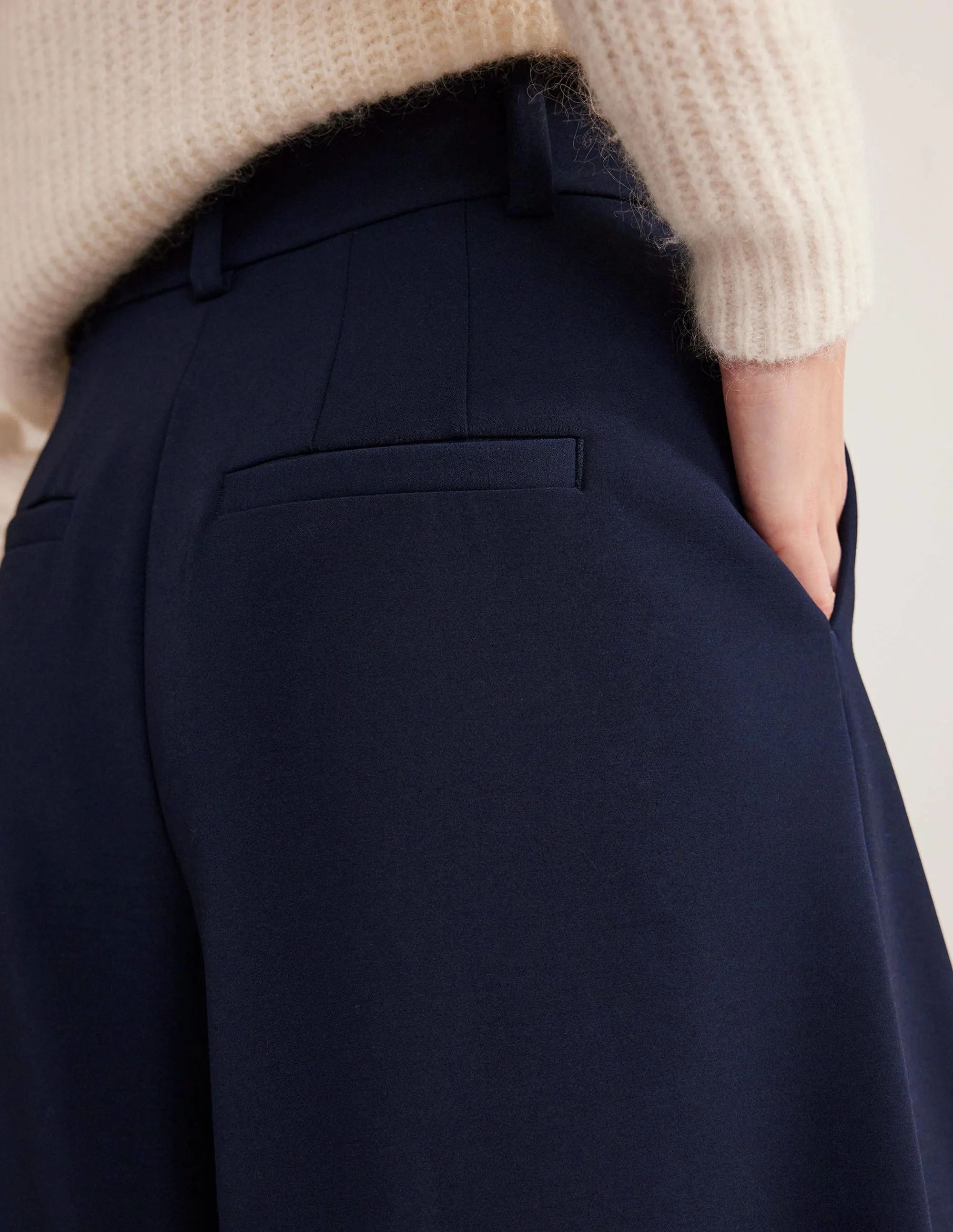 Wide Leg Fluid Culottes-Navy