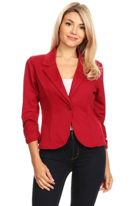 Women's Solid Waist Length Blazers 14 Colors