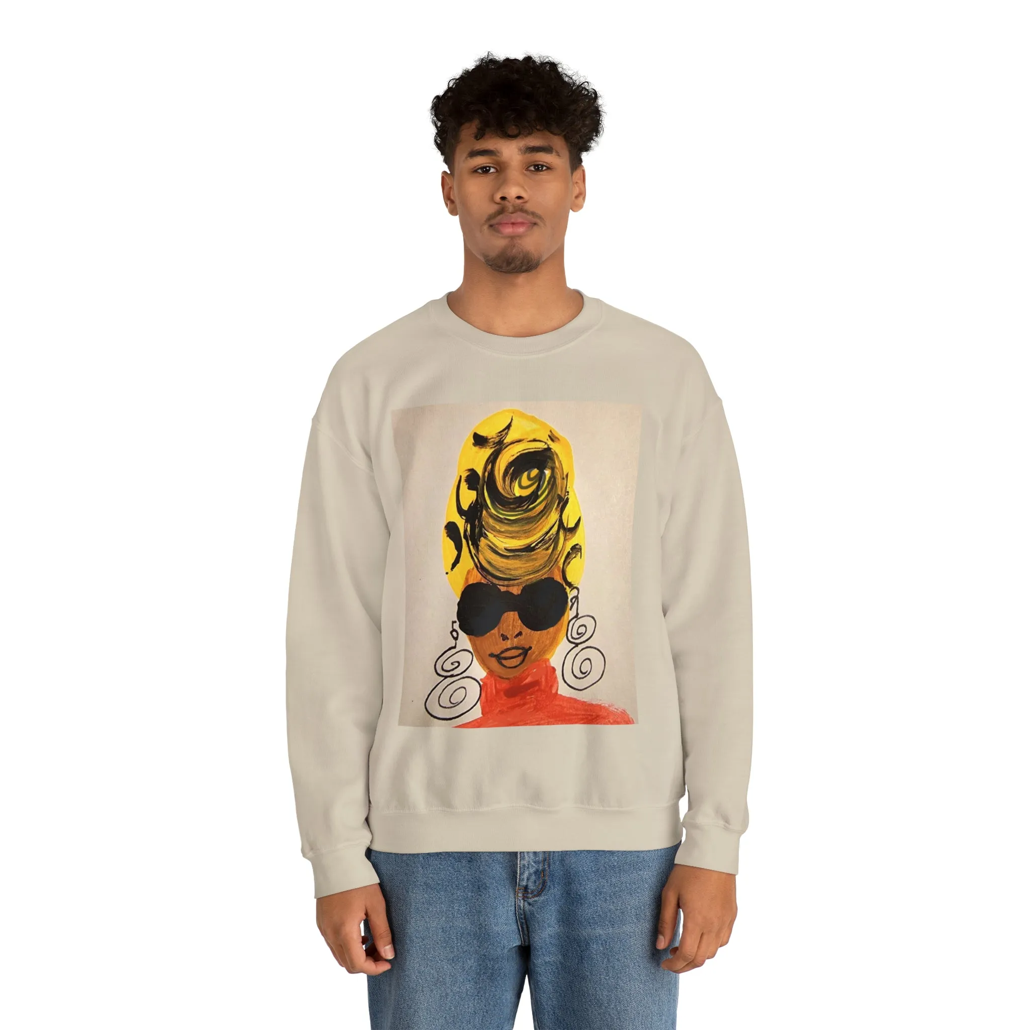 Yellow Turban Doodle Crewneck Sweatshirt